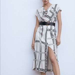 COPY - NWT Zara chain printed belted dress XS